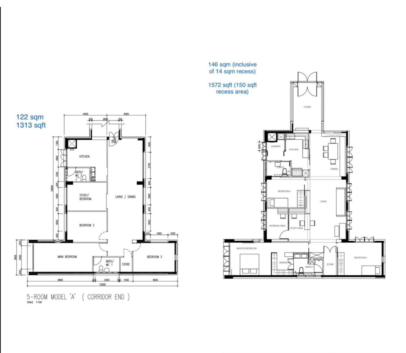 Dimensioned floor plans