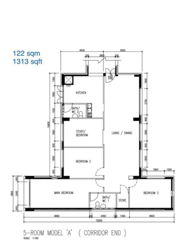 Original floor plan, 122 sqm